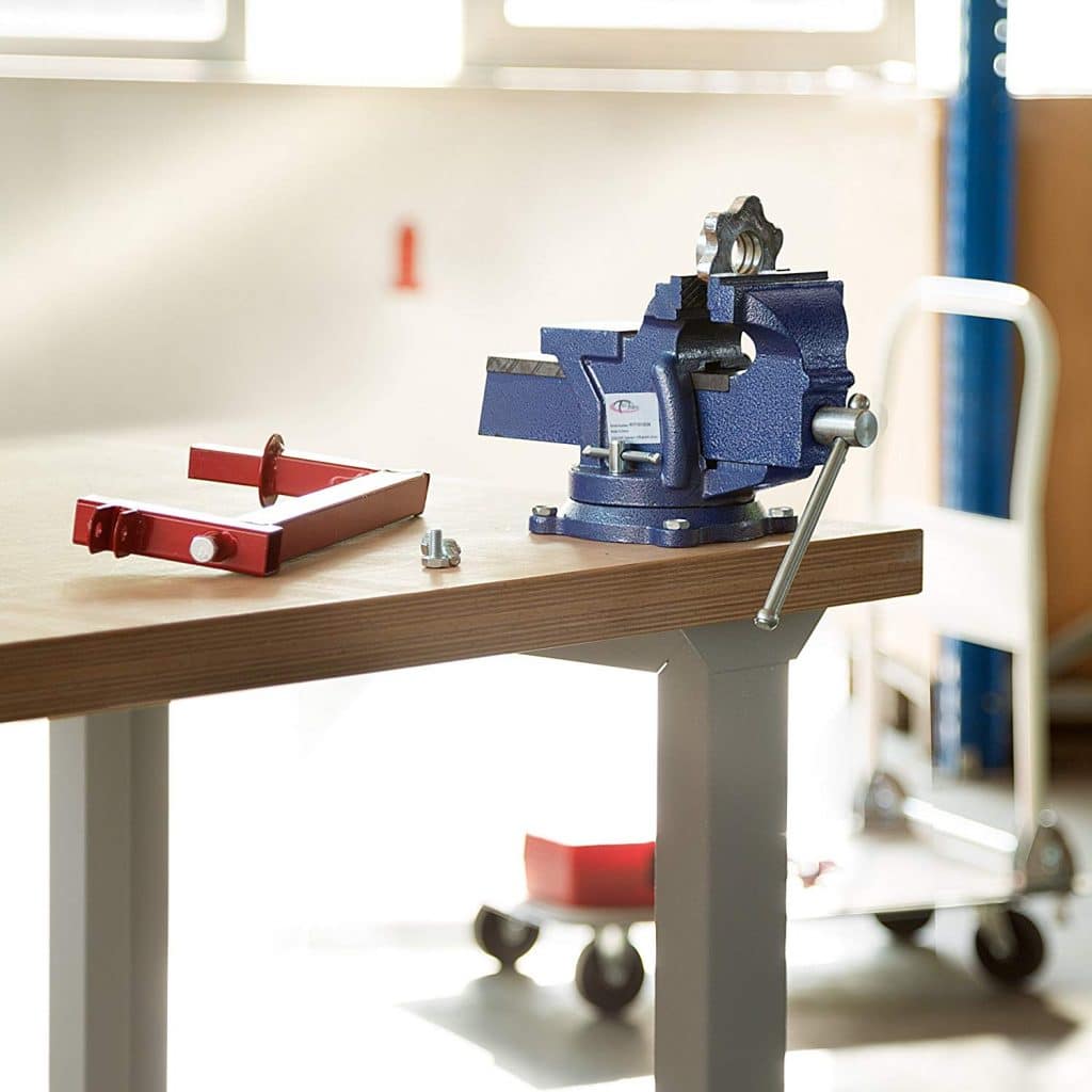Étau D'établi Pivotant Teodute 110mm - Rotation 270° - Mâchoires Souples - Pour Bricolage Et Travail Du Bois